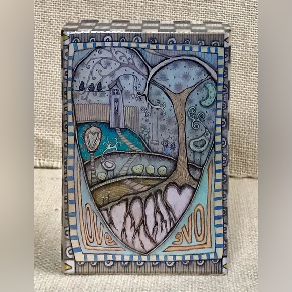 Heart Tree Roots House Art Block Wall Plaque Surreal Dream Core Whimsical - Picture 1 of 6